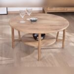 Vandana Golden Layer Round double-tiered coffee table in mango wood Plume Diameter 90 cm