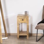 Vandana Golden Aura bedside table with open structure and 1 drawer, made of mango wood, H 60 cm