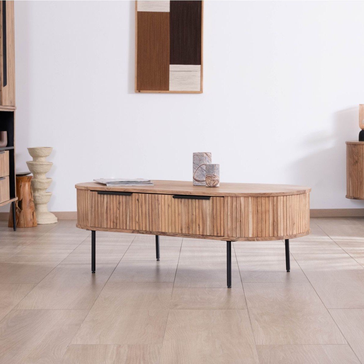 Vandana Golden Detail coffee table with large Bopee drawer Vandana Golden Detail coffee table with large Bopee drawer