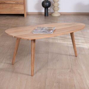 Vandana Golden Spirit-style boat-shaped coffee table, 110 cm, solid acacia