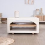 Vandana Silver Aura square coffee table with an organic design and a sandblasted concrete look