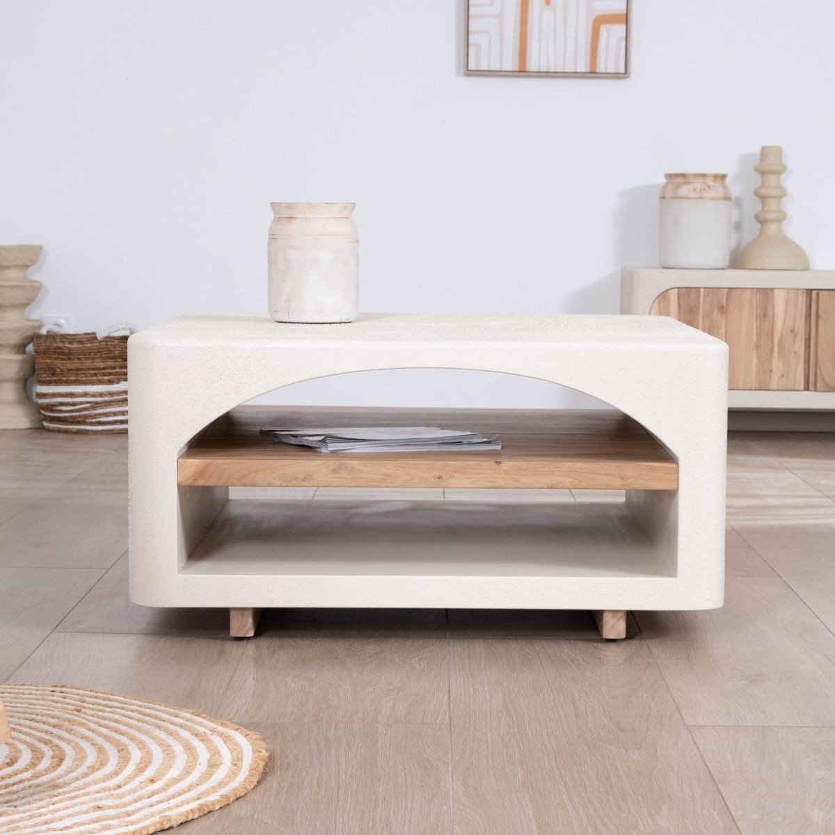 Vandana Silver Aura square coffee table with an organic design and a sandblasted concrete look Vandana Silver Aura square coffee table with an organic design and a sandblasted concrete look