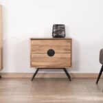 Vandana Golden Craft bedside table with 2 drawers in natural acacia woo