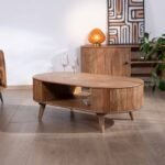 Vandana Silver Balance rounded design coffee table in acacia wood Boomer