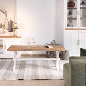 Vandana Silver Structure rectangulaire en acacia et pied blanc style champêtre Trégastel