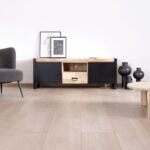 Vandana Silver Aspect style metal and wood TV unit, 150 cm Andy