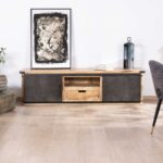 Vandana Silver Mark TV unit 160 cm with sliding door, metal and wood, Character