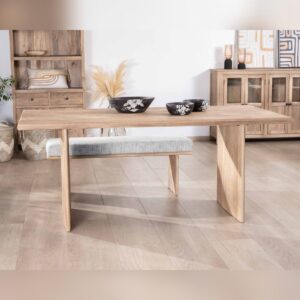 Vandana Ivory Origin dining table 180cm in sandblasted mango wood with solid side legs Maestro