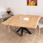 Vandana Ivory Grain dining table 140 cm in acacia wood with 3D metal mikado legs