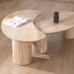Vandana Golden Essence rectangular metal and wood tree trunk coffee table, 117 cm
