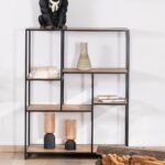 Vandana Royal Vision Large square shelf with a clean, modern design in acacia and black metal Urban Metal
