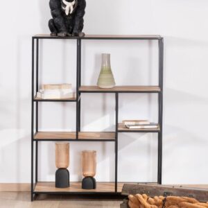 Vandana Royal Vision Large square shelf with a clean, modern design in acacia and black metal Urban Metal