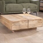 Vandana Silver Design square coffee table in contemporary style, made of natural solid wood