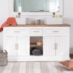 Vandana Royal Spirit double bathroom vanity unit in natural acacia and white