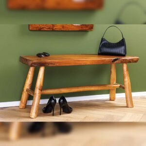 Vandana Classic Design bench ROOT 100cm brown natural teak tree trunk wooden strut