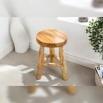 Vandana Urban Flow wood stool BALI 45cm natural round teak side table seat stool bedside table