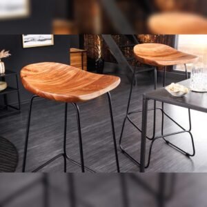 Vandana Urban Spirit wood bar stool MAMMUT natural acacia black metal frame with footrest