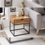 Vandana Classic Space bedside table IRON CRAFT 45cm mango wood with drawer side table