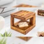 Vandana Classic Legacy precious wood coffee table GIANT 45cm brown Sheesham stone finish with shelf