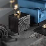 Vandana Classic Field bedside table SCORPION 50cm black mango wood side table with 3D carvings