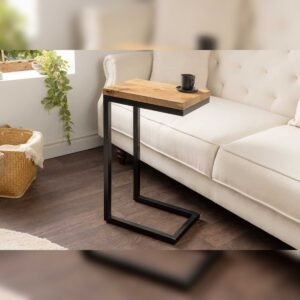 Vandana Modern Essence wood side table GASTON 65cm natural mango wood metal black handmade