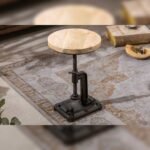 Vandana Classic Spirit side table ENGINEER 30cm mango wood industrial design solid round iron