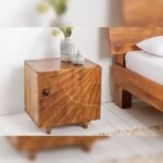 Vandana Modern Living bedside table SCORPION 50cm brown mango wood side table with 3D carvings