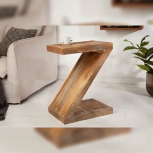 Vandana Modern Aura side table Z 45cm mango wood Z-shape handmade