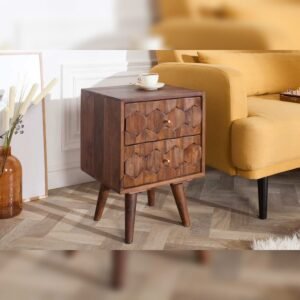 Vandana Modern Style side table MYSTIC LIVING 40cm acacia brown 3D surface bedside table