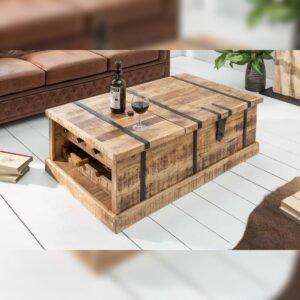 Vandana Modern Tone wood coffee table BODEGA 100cm mango wood home bar chest with storage space