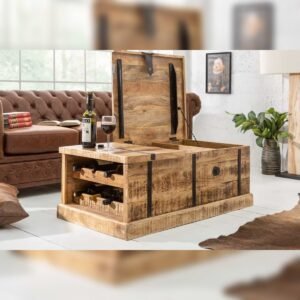 Vandana Modern Tone wood coffee table BODEGA 100cm mango wood home bar chest with storage space