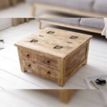 Vandana Vintage Haven coffee table IRON CRAFT 70cm mango wood chest with drawers storage space