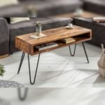 Vandana Heritage Craft coffee table SCORPION 100cm Sheesham solid wood with storage space Hairpin leg
