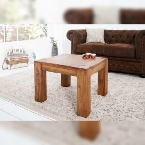 Vandana Modern Spirit wood coffee table MAKASSAR 60cm brown Sheesham stone finish unique grain