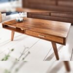Vandana Modern Value wood coffee table RETRO 100cm brown Sheesham stone finish drawers handmade